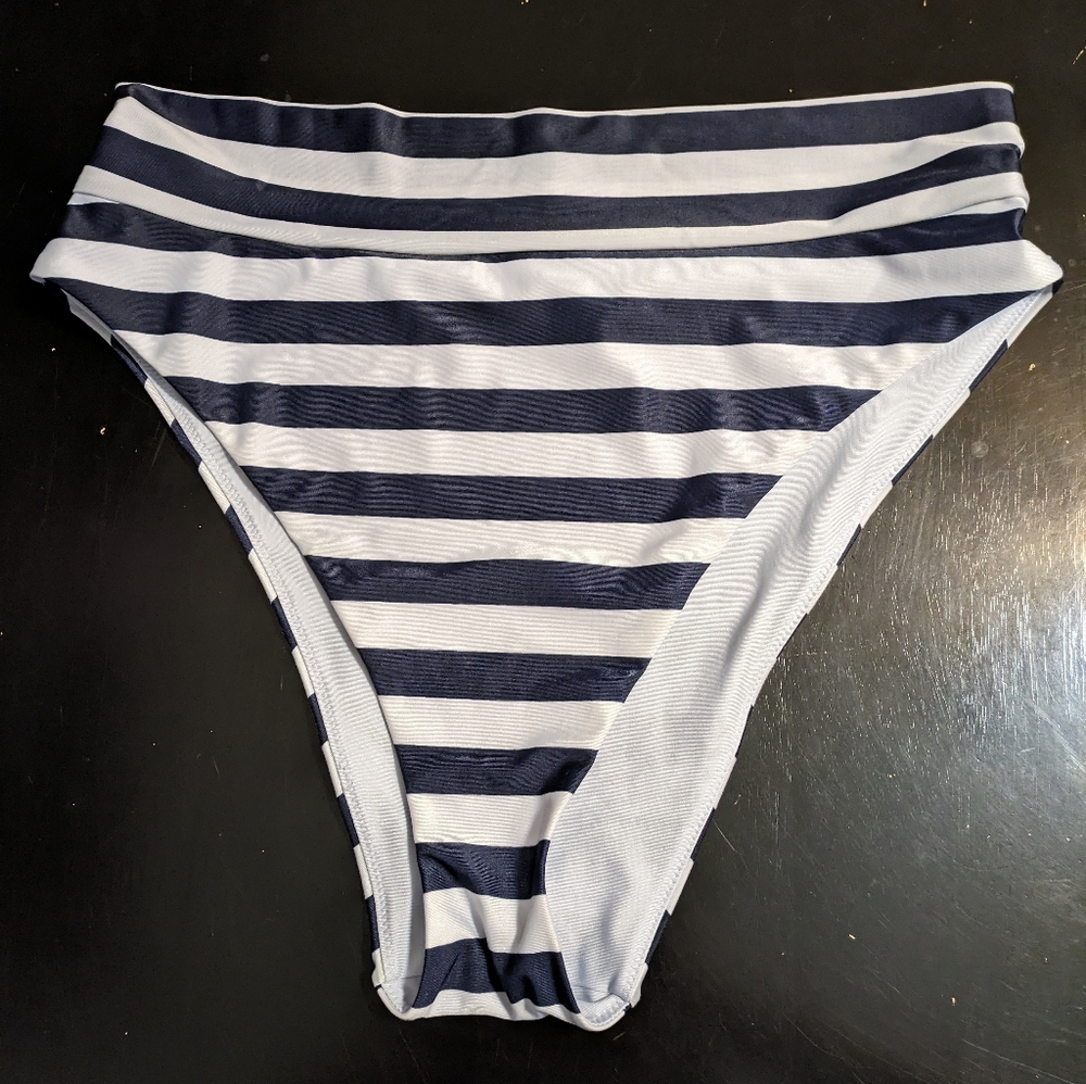Aerie Striped High Cut Cheeky Bikini Bottom